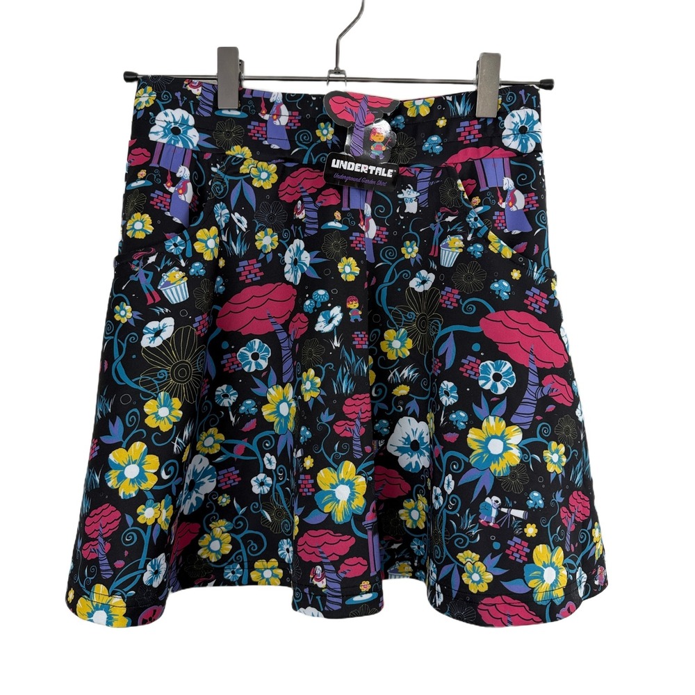 Undertale Underground Garden Skirt Womens Small Black Floral Stretch Indie Gamer